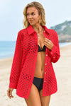 Womens Red Hollow Out Swimsuit Fisoew - Fisoew