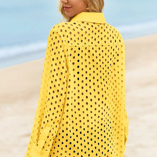 Womens Yellow Hollow Out Swimsuit Fisoew - Fisoew