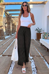 Fisoew Women's Black Crochet Cover Up Pants