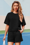 Womens Black Oversized 2 Piece Outfits Fisoew - Fisoew