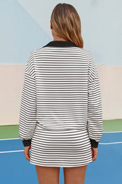 Womens Black Striped 2 Piece Outfits Fisoew - Fisoew