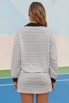 Womens Black Striped 2 Piece Outfits Fisoew - Fisoew