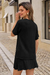 Fisoew Women's Black Crochet Swimsuit Coverup 2 Piece Skirt Sets - Fisoew
