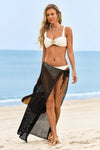 Fisoew Women's Black Hollow Out Bikini Beach Maxi Skirt - Fisoew
