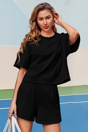 Womens Black Oversized 2 Piece Outfits Fisoew - Fisoew