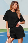 Womens Black Oversized 2 Piece Outfits Fisoew - Fisoew