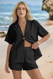 Womens Black 2 Piece Sets Outfits Fisoew - Fisoew