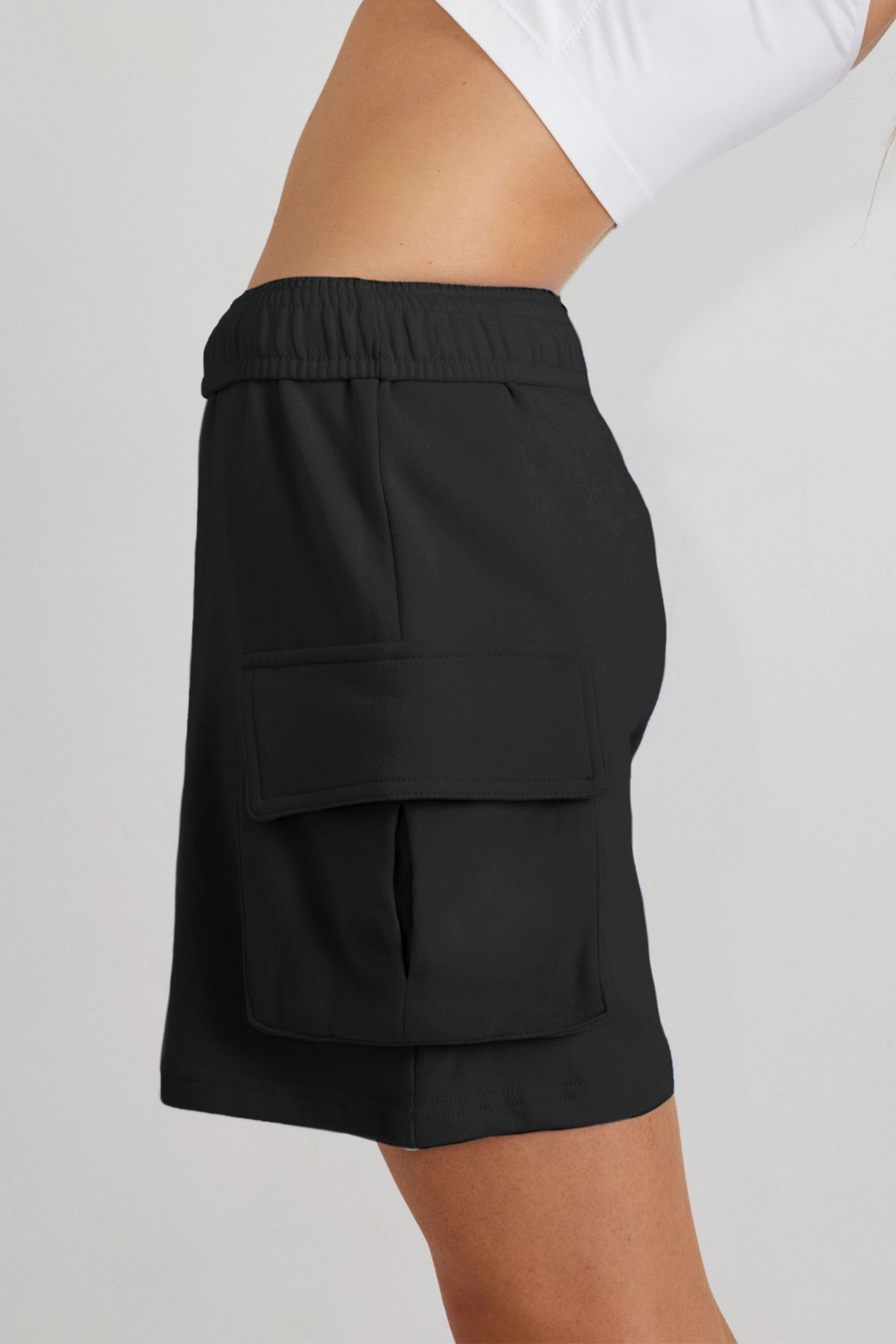 Fisoew Women's Black Running Workout Baggy Sweat Shorts - Fisoew