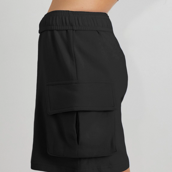 Fisoew Women's Black Running Workout Baggy Sweat Shorts - Fisoew