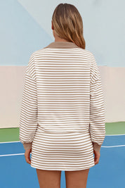 Womens Khaki Striped 2 Piece Outfits Fisoew - Fisoew
