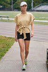 Fisoew Women's Khaki Summer Short Sleeves Tee Tops Crewneck Sweatshirt - Fisoew