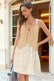 Fisoew Women's Khaki Sleeveless Tank Mini Dress - Fisoew