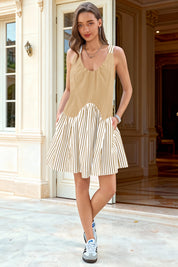 Fisoew Women's Khaki Sleeveless Tank Mini Dress - Fisoew