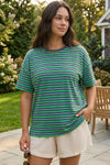 Crew Neck Striped Short Sleeve T-Shirts