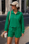 Crop Tops With Shorts Ruffle Trim Solid Sets - Fisoew