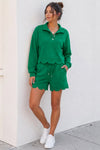 Crop Tops With Shorts Ruffle Trim Solid Sets - Fisoew