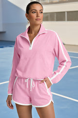 Womens Pink 2 Piece Zip V Neck Tracksuits Fisoew