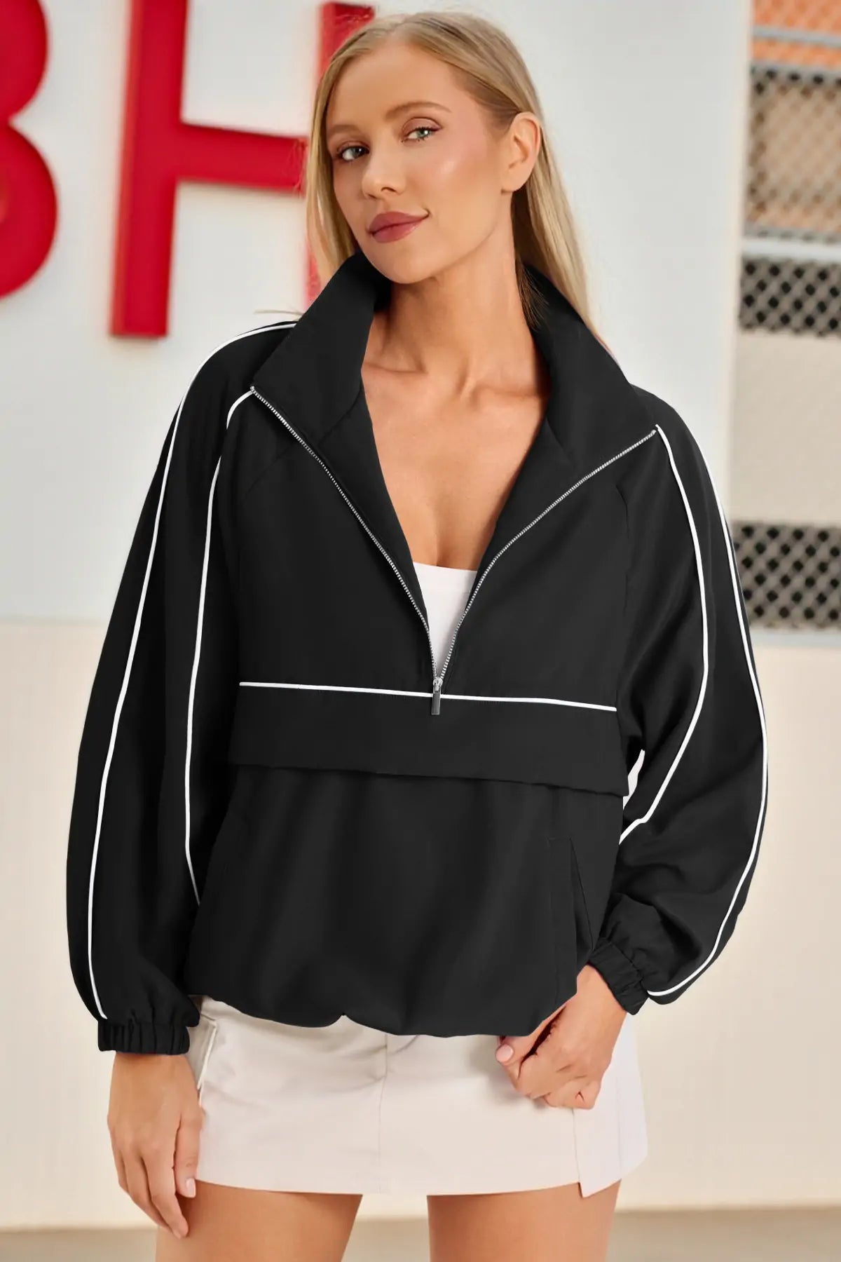 Women Black UPF 50+ Lightweight Windbreaker Jacket Fisoew - Fisoew
