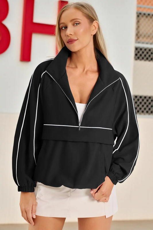 Women Black UPF 50+ Lightweight Windbreaker Jacket Fisoew - Fisoew