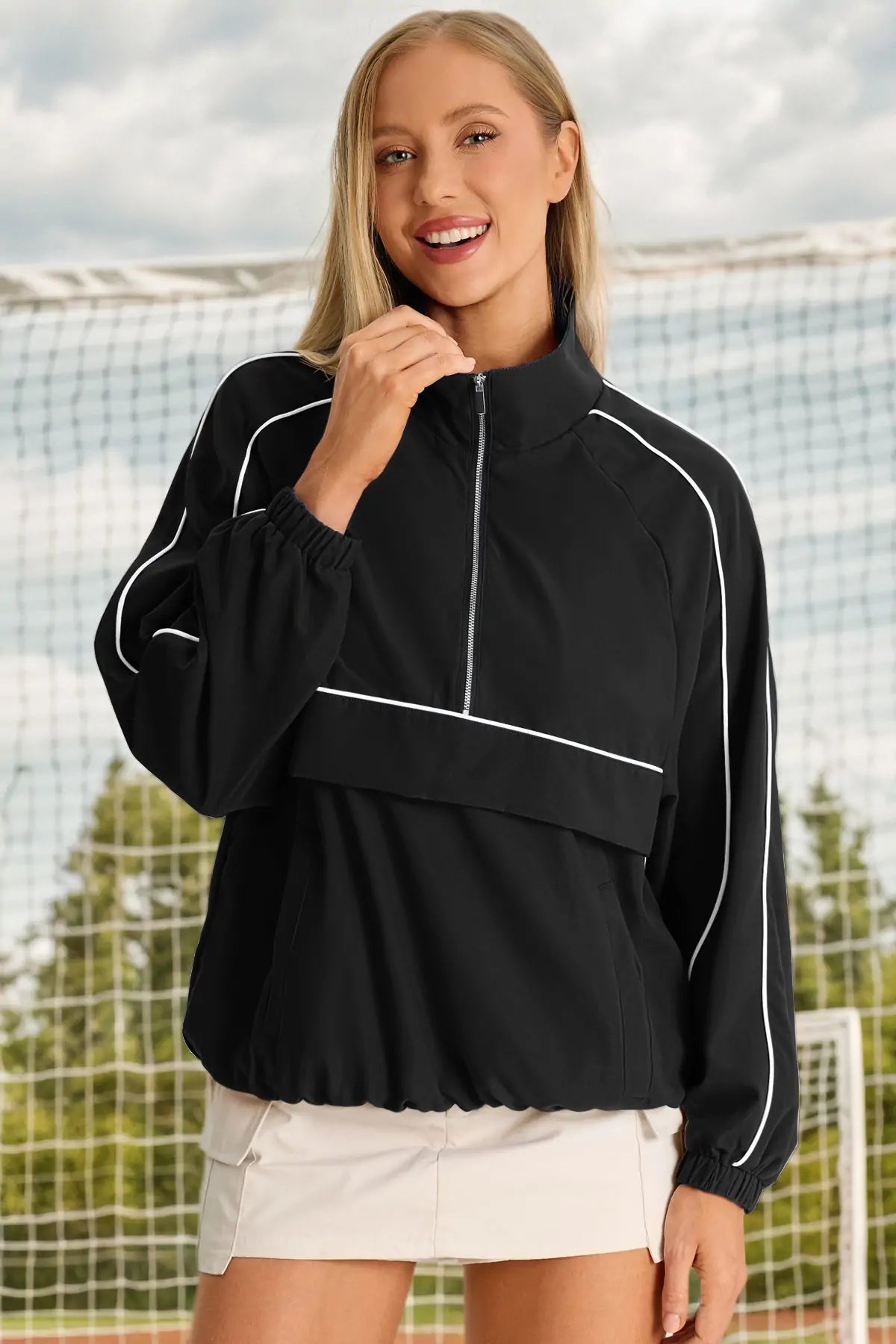 Women Black UPF 50+ Lightweight Windbreaker Jacket Fisoew - Fisoew