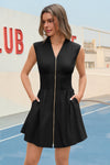 Women's Black V Neck Utility Dresses Fisoew - Fisoew