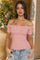 Women Pink Off The Shoulder Tops Fisoew - Fisoew