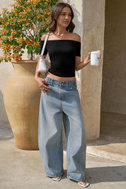 Women Black Off The Shoulder Tops Fisoew