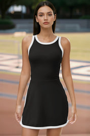 Womens Black Tennis Dress with Built-in Shorts & Bra Fisoew - Fisoew