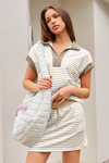 Womens Khaki Striped Sweatshirt Skirt 2 Piece Outfits Fisoew - Fisoew