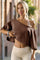 Womens Brown Off The Shoulder Cropped Tops Fisoew - Fisoew