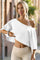 Womens White Off The Shoulder Cropped Tops Fisoew - Fisoew