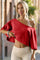 Womens Red Off The Shoulder Cropped Tops Fisoew - Fisoew