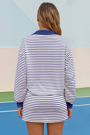 Womens Navy Striped 2 Piece Outfits Fisoew - Fisoew