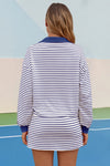 Womens Navy Striped 2 Piece Outfits Fisoew - Fisoew