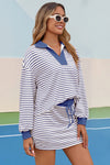 Womens Navy Striped 2 Piece Outfits Fisoew - Fisoew