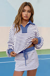 Womens Navy Striped 2 Piece Outfits Fisoew - Fisoew