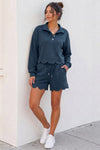 Crop Tops With Shorts Ruffle Trim Solid Sets - Fisoew