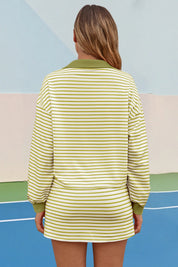 Womens Light Green Striped 2 Piece Outfits Fisoew - Fisoew