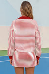 Womens Red Striped 2 Piece Outfits Fisoew - Fisoew