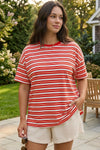 Crew Neck Striped Short Sleeve T-Shirts