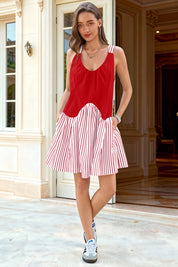 Fisoew Women's Red Sleeveless Tank Mini Dress - Fisoew