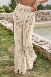 Fisoew Women's Apricot Crochet Cover Up Pants