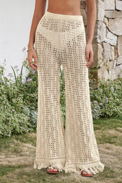 Fisoew Women's Apricot Crochet Cover Up Pants
