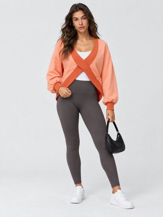 Reversible Wrap Long Sleeve Sweatshirt