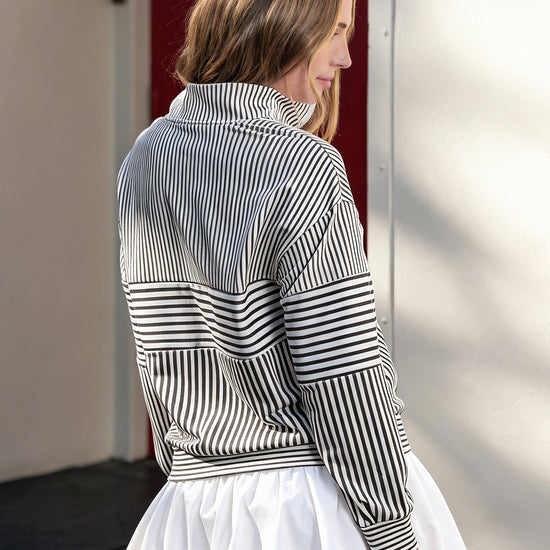 Striped Half Zip Sweatshirts - Fisoew