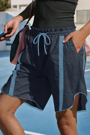 Fisoew Women's Navy Baggy Cargo Workout Running Athletic Yoga Shorts - Fisoew