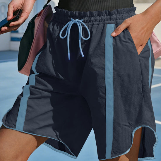 Fisoew Women's Navy Baggy Cargo Workout Running Athletic Yoga Shorts - Fisoew
