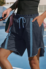 Fisoew Women's Navy Baggy Cargo Workout Running Athletic Yoga Shorts