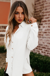 Womens White Casual Button Down Long Sleeve Jumpsuit Fisoew - Fisoew