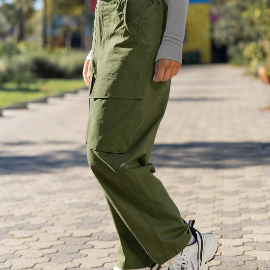 Wide Leg with Pockets Cargo Pants - Fisoew